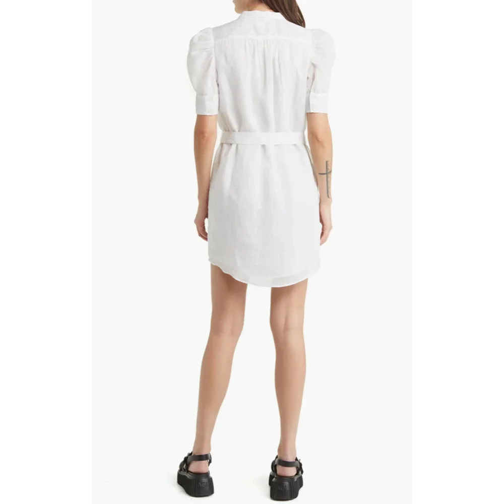 NWT FRAME Gillian Puff Sleeve Cotton Shirtdress Women's White Blanc Size XS $398 - Picture 2 of 6